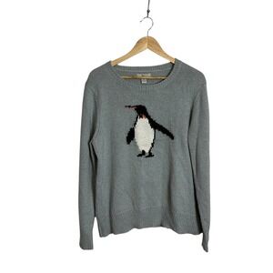 Bass XXL Penguin Knit Sweater Crewneck Whimsical Novelty Relaxed